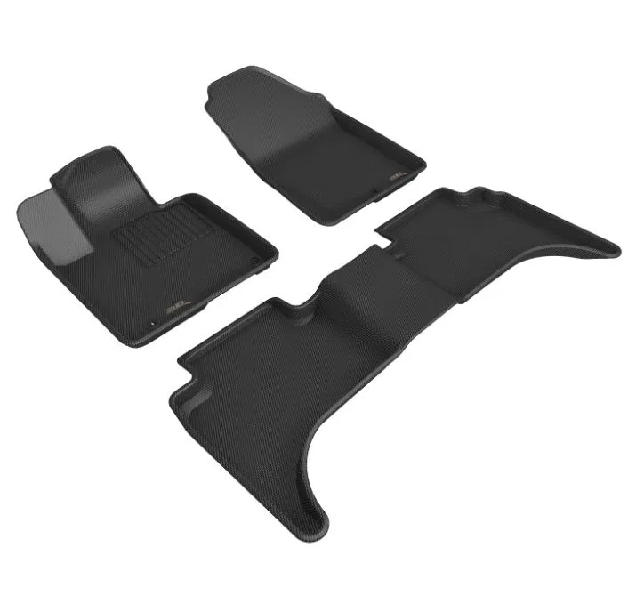 L1HY11801509 – 3D MATS/U-AC Floor Liner, Black Custom Fit Raised Ridge Thermoplastic Rubber Of Carbon Fiber Texture 3...
